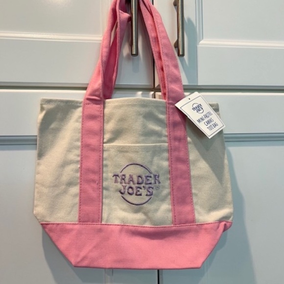 Trader Joe's Pastel Mini Canvas Tote Bag-Set of 4 - NEW w/tags-Limited Edition - Picture 2 of 5